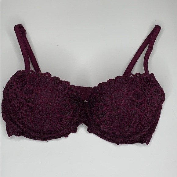 PINK Victoria Secret Lace Burgundy Push up Bra34D - Picture 2 of 7